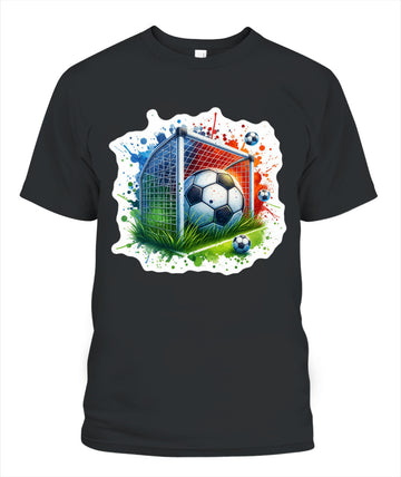 ✨From Every Fan, For Every Match✨-Soccer Ball In Net Watercolor T-Shirt - Artistic Goal Graphic Tee