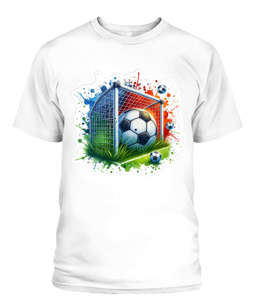 ✨From Every Fan, For Every Match✨-Soccer Ball In Net Watercolor T-Shirt - Artistic Goal Graphic Tee