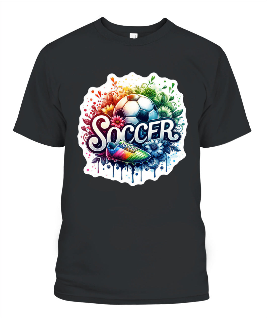 ✨From Every Fan, For Every Match✨-Vibrant Summer Soccer Flower Shirt | Elegant Script Typography Supporter Tee