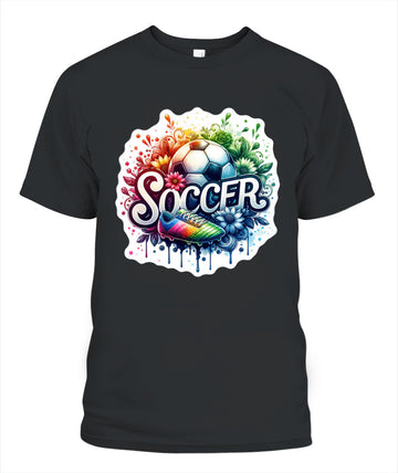 ✨From Every Fan, For Every Match✨-Vibrant Summer Soccer Flower Shirt | Elegant Script Typography Supporter Tee
