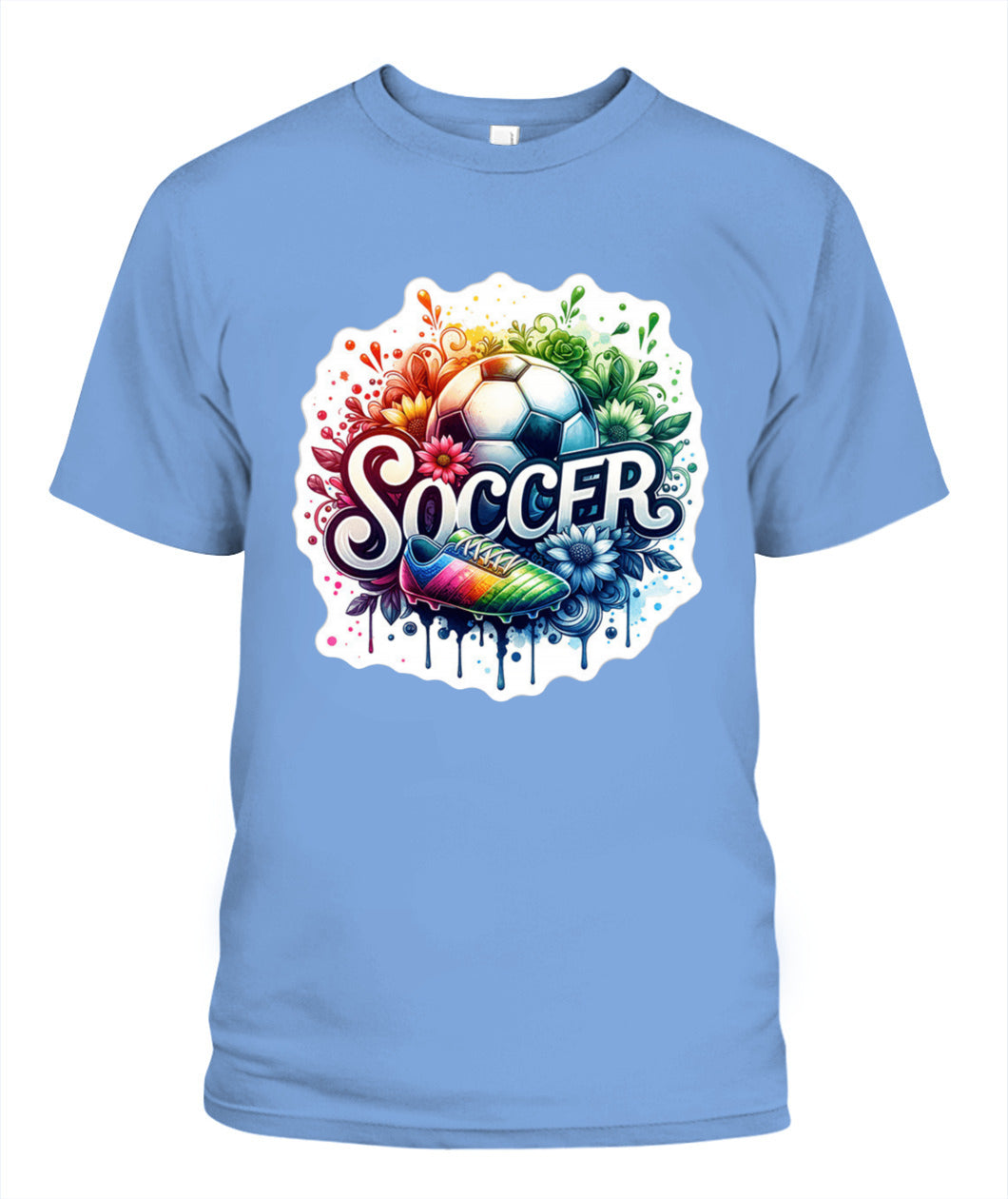 ✨From Every Fan, For Every Match✨-Vibrant Summer Soccer Flower Shirt | Elegant Script Typography Supporter Tee