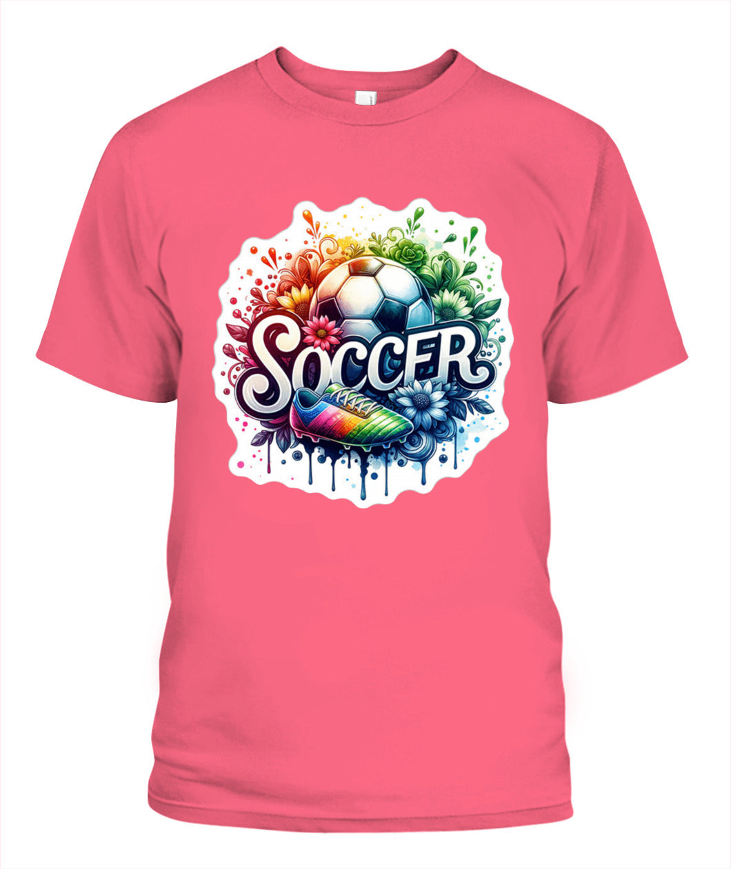 ✨From Every Fan, For Every Match✨-Vibrant Summer Soccer Flower Shirt | Elegant Script Typography Supporter Tee