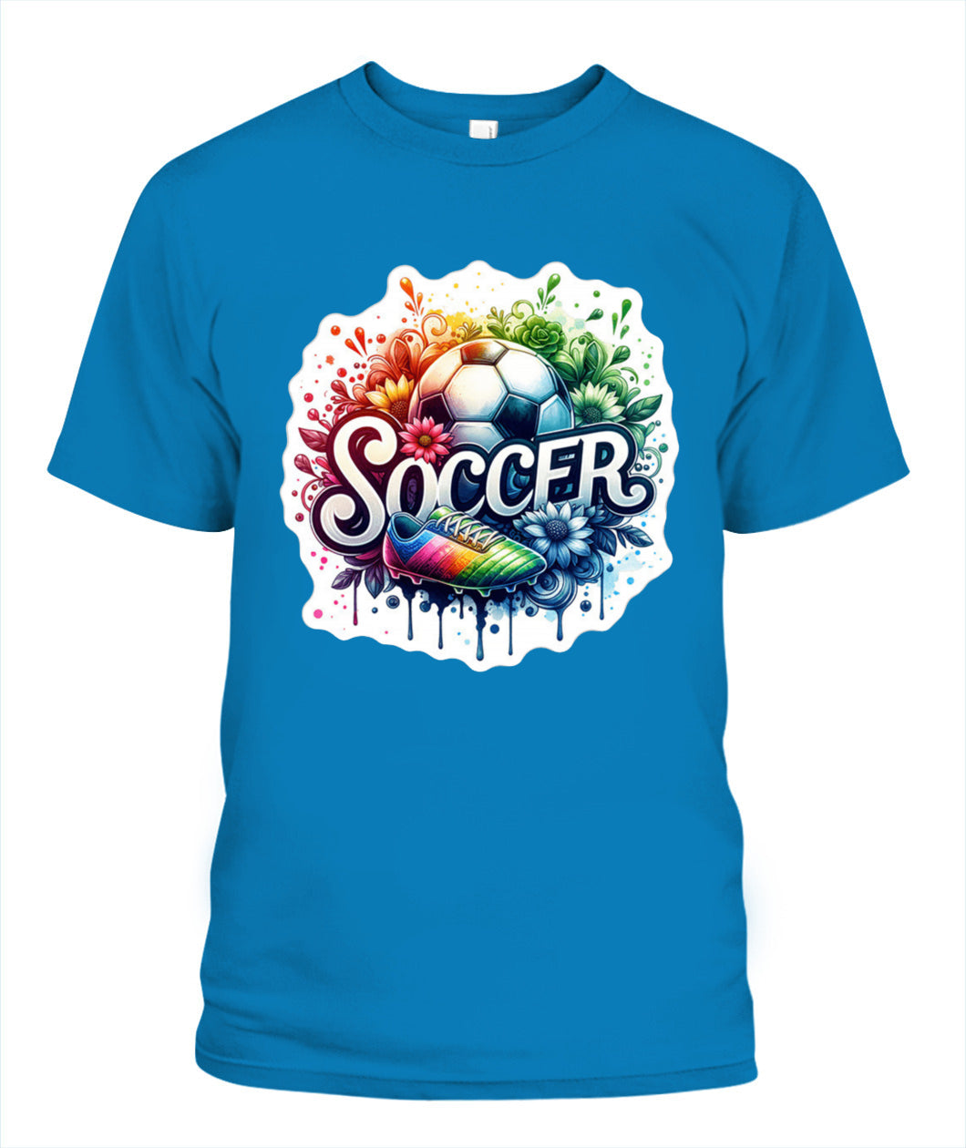 ✨From Every Fan, For Every Match✨-Vibrant Summer Soccer Flower Shirt | Elegant Script Typography Supporter Tee