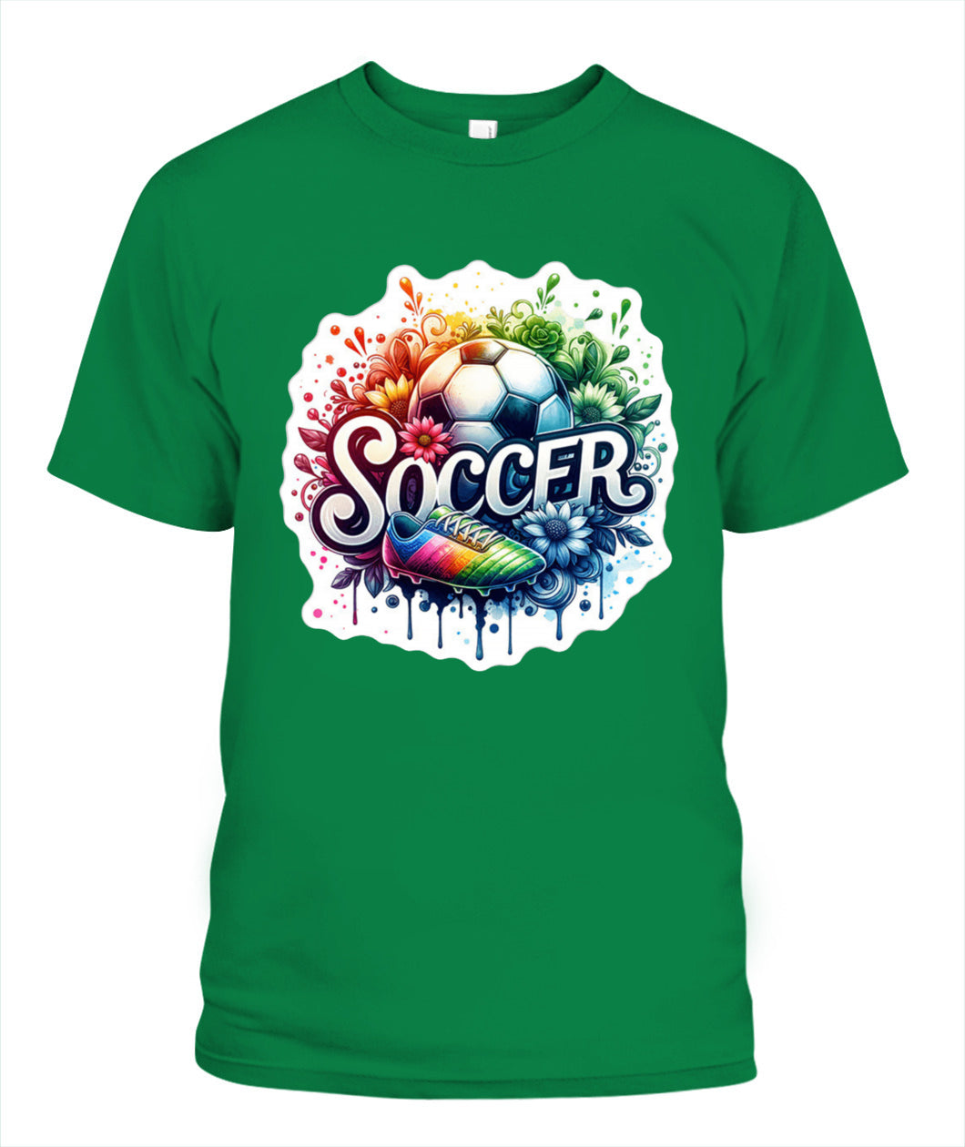 ✨From Every Fan, For Every Match✨-Vibrant Summer Soccer Flower Shirt | Elegant Script Typography Supporter Tee