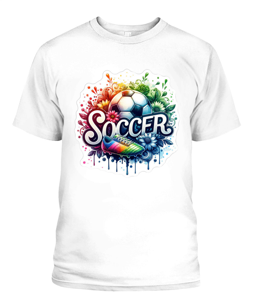 ✨From Every Fan, For Every Match✨-Vibrant Summer Soccer Flower Shirt | Elegant Script Typography Supporter Tee